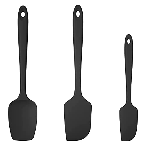 ＣＨＡＭＥＥＮ Silikon Spatel 3er-Set U-Taste 315℃ Hitzebeständiger Antihaft-Gummispachtel Teigschaber Flexibel Kuchenschaber zum Kochen Mixen Backen Dekorieren Schwarz von ＣＨＡＭＥＥＮ