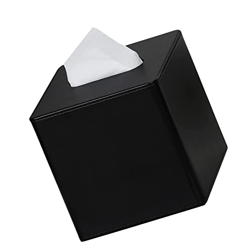Taschentuchbox Quadratisch Pu Leder KosmetiktüCher Box Halter FüR Kommode Badezimmer Dekor Schwarz FüR Esszimmer von ＣＨＡＭＥＥＮ