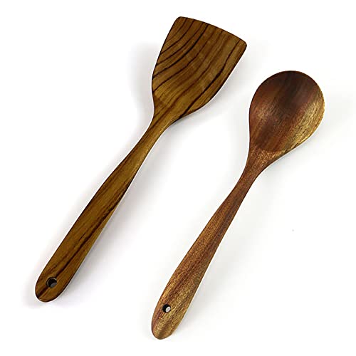ＣＨＡＭＥＥＮ hochwertiger Pfannenwender und Kochlöffel im praktischen 2er Set aus exklusivem Olivenholz Küchenhelfer Spatula aus Olivenholz Handarbeit Kratzfester Spatel von ＣＨＡＭＥＥＮ