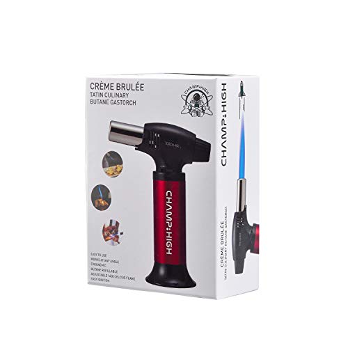 CHAMP HIGH - Professionelle Küchenfackel - Küchenbrenner 15,5 cm - Einstellbare Flamme - Crème Brûlée, Gebäck, Desserts, Campingplatz - - Rot von Champ High