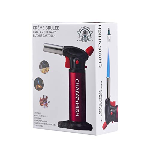 CHAMP High Profi-Küchenbrenner, 17,8 cm, für Crème Brûlée, Gebäck, Desserts, Crème Brûlée, Camping – Metall – Rot von Champ High