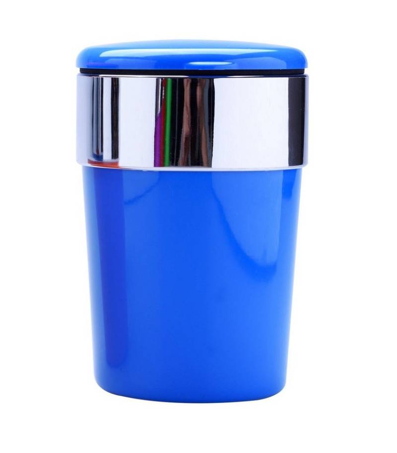 CHAMP Aschenbecher AUTO ASCHENBECHER mit Deckel für Getränkehalter LED Licht 57 (Blau), Autoaschenbecher Windaschenbech KFZ von CHAMP