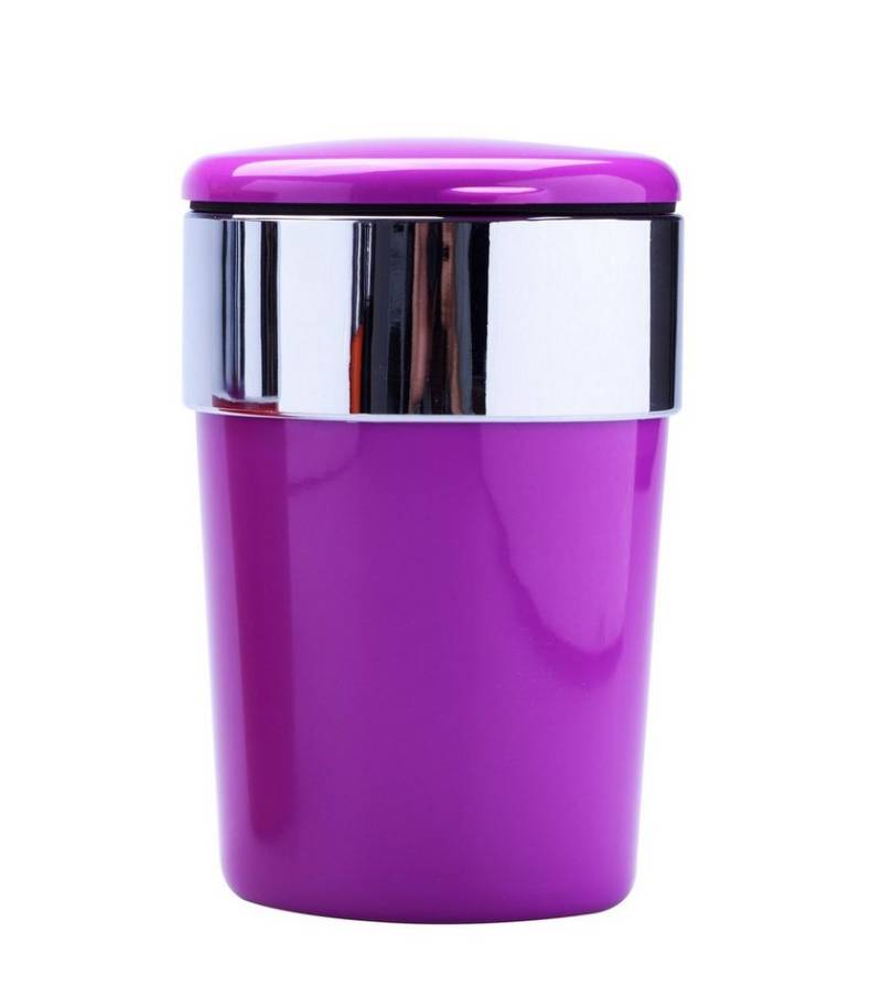 CHAMP Aschenbecher AUTO ASCHENBECHER mit Deckel für Getränkehalter LED Licht 57 (Lila), Autoaschenbecher Windaschenbech KFZ von CHAMP