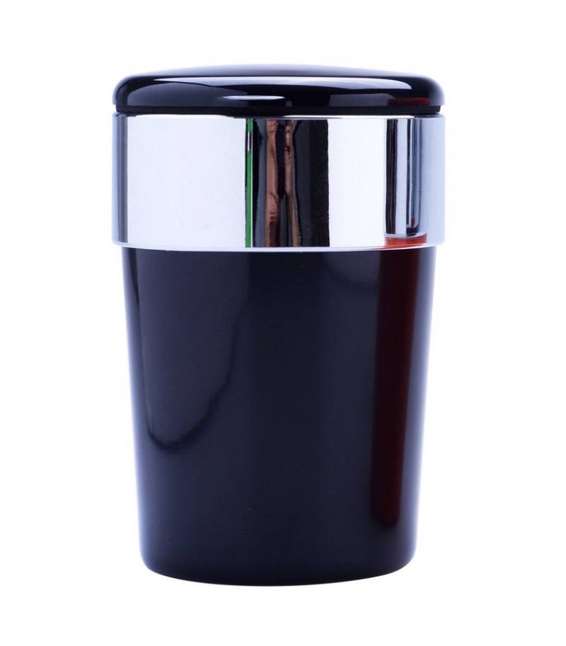 CHAMP Aschenbecher AUTO ASCHENBECHER mit Deckel für Getränkehalter LED Licht 57 (Schwarz), Autoaschenbecher Windaschenbech KFZ von CHAMP