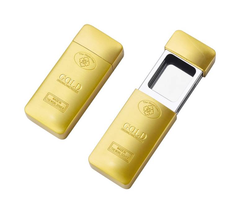 CHAMP Aschenbecher Taschen ASCHENBECHER "GOLDBARREN" 7x3cm mit Deckel 37, aus Metall Mini Reiseaschenbecher Taschenaschenbecher Reise Outdoor von CHAMP