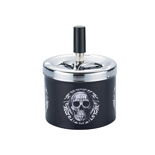 CHAMP Drehaschenbecher in schwarz mit Totenkopf Design (Champ Skull Drehaschenbecher Design 3) von CHAMP