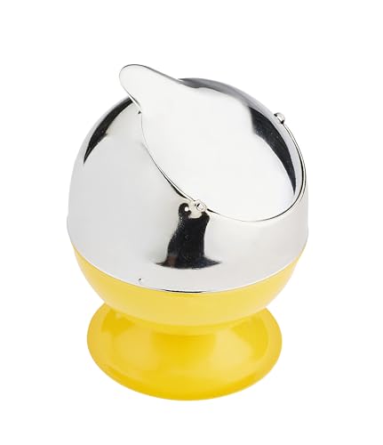 WINDASCHENBECHER "Zuckerdose" mit Klappdeckel Sturmaschenbecher Klappaschenbecher Standaschenbecher Tischaschenbecher Aschenbecher 4-Varianten 48 (Gelb) von CHAMP