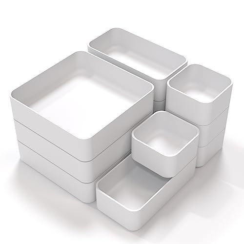 CHANCETSUI 11-teiliges stapelbares Schubladen-Organizer-Set, verschiedene Größen, Schreibtisch-Schubladen-Organizer, Tabletts, Kommode, Büro und Küche von CHANCETSUI