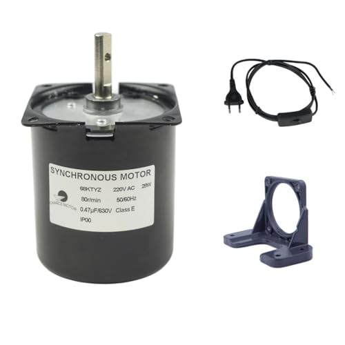 CHACNS Kleiner Getriebemotor mit großem Drehmoment 68KTYZ 80RPM 220V Eisen-Rostschutz-Getriebe mit festem Sitz und Netzanschlusskabel von CHANCS
