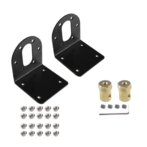 CHANCS 37mm DC Gear Motors Mounting Black Bracket L-Shape Fixed Seat Gear Reduction Motor Holder with 6mm Hex Coupling for Small Stepper Motors 2PCS von CHANCS