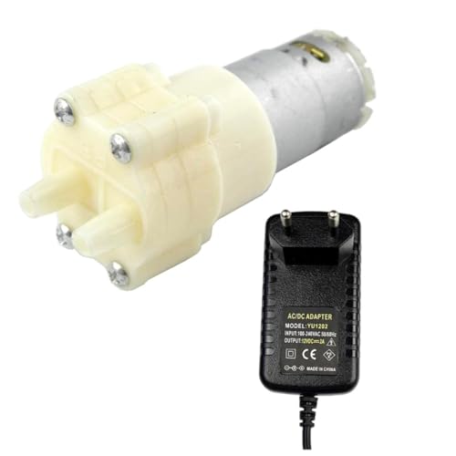 CHANCS 385 Membran-Selbstansaugpumpe DC 6V-12V mit EU-Netzteil Eingang 100V-240V Ausgang DC 12V für den täglichen Wasserkreislauf von Aquarien und Haushaltsgeräten von CHANCS