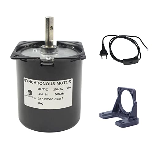 CHANCS 68KTYZ 220V 40RPM Metall-Getriebemotor für Rotisserie-Drehtischmotor Mit Halterung und Netzkabel-Schaltstecker von CHANCS