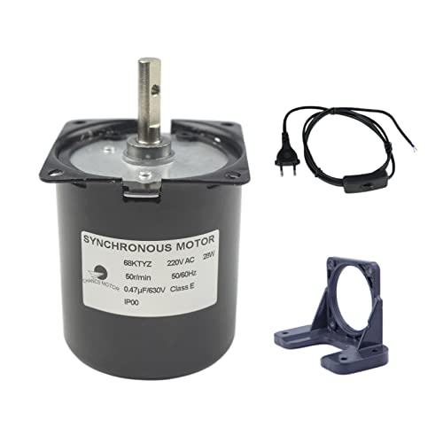 CHANCS 68KTYZ 50RPM 220V Permanentmagnet-Synchron-Getriebemotor mit Fester Halterung und Schalter-Stecker-Kabel von CHANCS