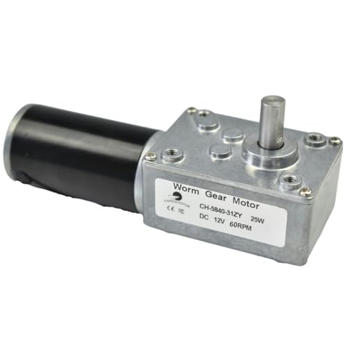 CHANCS DC 12V 60RPM 6mm Einzelwelle selbstsichernder reversibler Schneckengetriebemotor für Shredder, Smart Devices von CHANCS