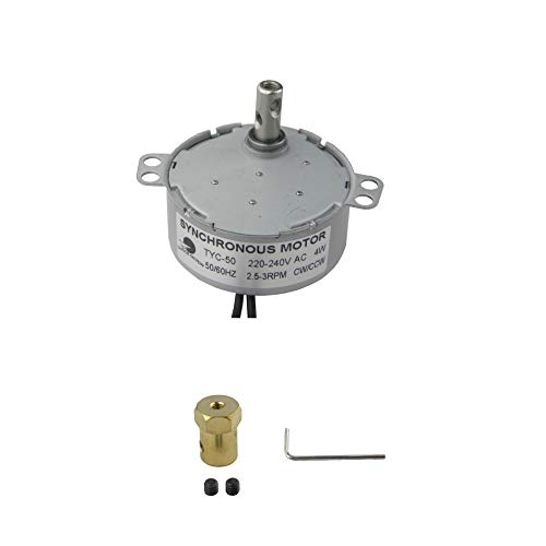 CHANCS TYC-50 220 V 2,5-3 U/min Plattenspieler-Motor Synchronmotor mit 7 mm Flexibler Kupplung Steckerbohrung Flexible Welle Plattenspieler-Getriebe für Mikrowellenherd von CHANCS