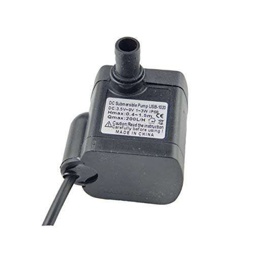 CHANCS Mini Wasserpumpe USB-1020 Lift 200L/H DC Mini Tauchpumpe 3.5-9V mit USB Wasserdicht Brushless Pumpe für Aquarium von CHANCS