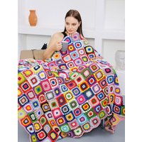 Handgemachter Oma Square Afghan Bunte Häkeldecke von CHANDAKA