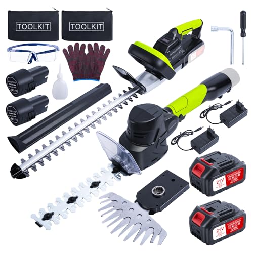 CHANGEMOORE 4 Akkus & Ladegerät | 21V Akku-Heckenschere Set Professionell mit bürstenlosem Motor | 48cm Schnittlänge, 16mm Zahnabstand | 3-in-1 für Hecke, Einsatz in lärmsensiblen Bereichen von CHANGEMOORE