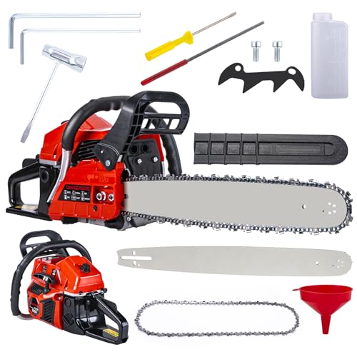 CHANGEMOORE Kettensäge Benzin, 58cc Motorsäge Benzin mit 2-Takt-Motor, Benzin Kettensäge 3.62PS, 45cm Blatt, Benzinsäge mit Anti-Vibrationssystem für Baumschnitt Gartenreinigung Brennholzschneiden von CHANGEMOORE