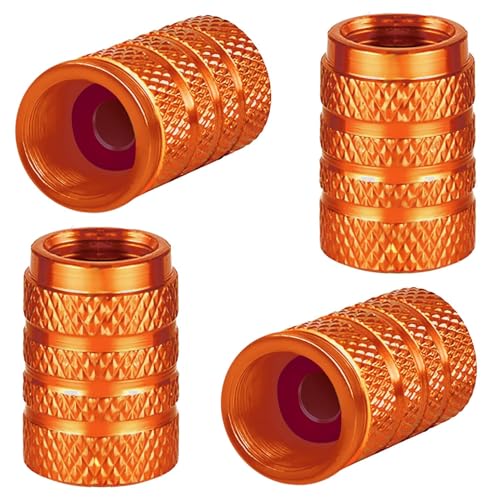 CHANGKAIFA Alu Ventilkappen 4 Stück Ventildeckel für Skoda Enyaq iV 5A I 2021-2024, Aluminium Reifenventilkappen-Set Luftdicht Anschrauben Korrosionsbeständig,Orange von CHANGKAIFA