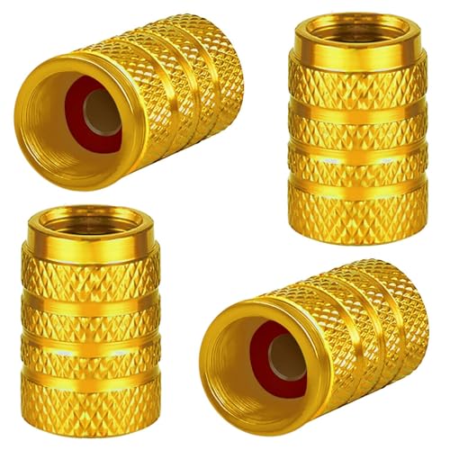 CHANGKAIFA Alu Ventilkappen 4 Stück Ventildeckel für Skoda Octavia Combi RS 4 (IV) NX5 I 2020-2024, Aluminium Reifenventilkappen-Set Luftdicht Anschrauben Korrosionsbeständig,Gold von CHANGKAIFA