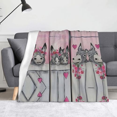 CHANGLEI Esel und Blume, weiche Flanell-Fleece-Decke, leicht, warm, einseitig bedruckt, für Sofa, Camping, Reisen, Anti-Pilling, maschinenwaschbar von CHANGLEI
