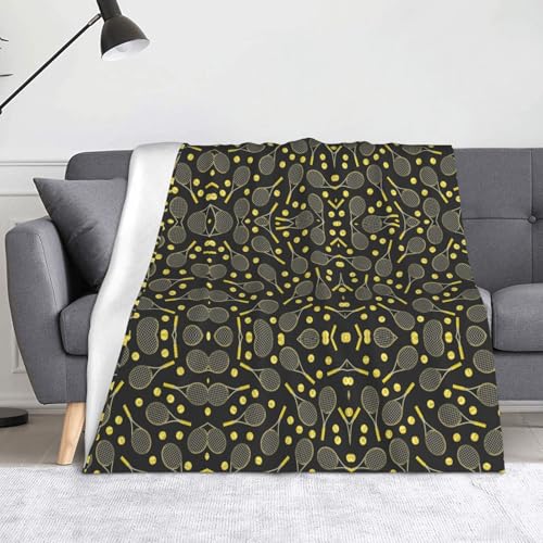 CHANGLEI Lustige Tennisschläger und Tennisbälle, weiche Flanell-Fleece-Decke, leicht, warm, einseitig bedruckt, für Sofa, Camping, Reisen, Anti-Pilling, maschinenwaschbar CHANGLEI Lustige Tennisschläger und Tennisbälle, weiche Flanell-Fleece-Decke, leicht, warm, einseitig bedruckt, für Sofa, Camping, Reisen, Anti-Pilling, maschinenwaschbar von CHANGLEI