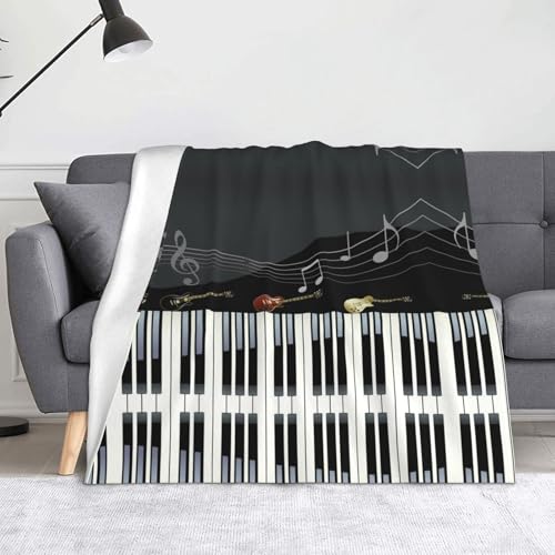 CHANGLEI Weiche Flanell-Fleecedecke mit Gitarren-Klaviermuster, leicht, warm, einseitig bedruckt, für Sofa, Camping, Reisen, Anti-Pilling, maschinenwaschbar CHANGLEI Weiche Flanell-Fleecedecke mit Gitarren-Klaviermuster, leicht, warm, einseitig bedruckt, für Sofa, Camping, Reisen, Anti-Pilling, maschinenwaschbar von CHANGLEI