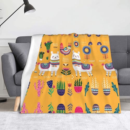 Weiche Flanell-Fleecedecke mit Cartoon-Alpaka-Motiv, 152,4 x 127,7 cm, leicht, warm, einseitig bedruckt, für Sofa, Camping, Reisen, Anti-Pilling, maschinenwaschbar Weiche Flanell-Fleecedecke mit Cartoon-Alpaka-Motiv, 152,4 x 127,7 cm, leicht, warm, einseitig bedruckt, für Sofa, Camping, Reisen, Anti-Pilling, maschinenwaschbar von CHANGLEI