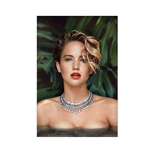 Dekoratives Gemälde auf Leinwand, Motiv: Amerikanische Schauspielerin, Jennifer Lawrence 2, 30 x 45 cm, ohne Rahmen von CHANGX