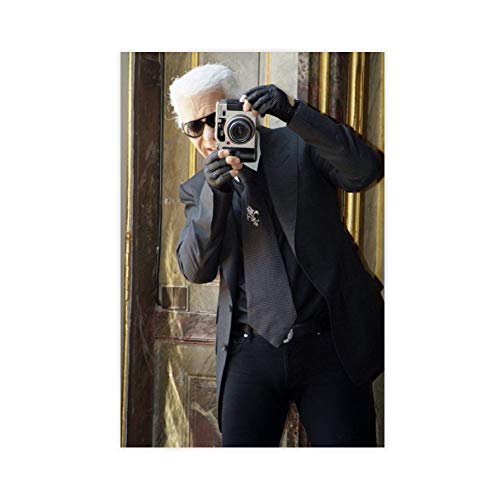 Fashion Guru Karl Lagerfeld Karl Lagerfeld Mit Fotoapparat Leinwand-Kunst-Poster und Wand-Kunstdruck, modernes Familienschlafzimmerdekor, Poster 50 x 75 cm, ohne Rahmen von CHANGX