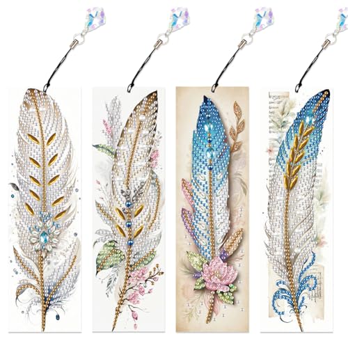 4pcs Spezielle Form Schöne Federn Diamant Lesezeichen Kunstprojekte Diy Lesezeichen Diamant Malerei Kits Diamant Malmarke Lesezeichen Making Kit for Erwachsene Anfänger 4pcs Spezielle Form Schöne Federn Diamant Lesezeichen Kunstprojekte Diy Lesezeichen Diamant Malerei Kits Diamant Malmarke Lesezeichen Making Kit for Erwachsene Anfänger von CHANGYUE