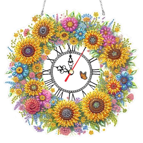 CHANGYUE 2D Flat DIY Sonnenblumenkranz 5d Diamant Hanging Clock Art Craft for Zuhause CHANGYUE 2D Flat DIY Sonnenblumenkranz 5d Diamant Hanging Clock Art Craft for Zuhause von CHANGYUE
