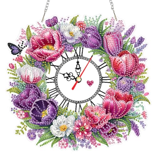 CHANGYUE 2D Flat DIY Tulpe Kranz 5d Diamant Hanging Clock Kunsthandwerk for Wohnkultur von CHANGYUE