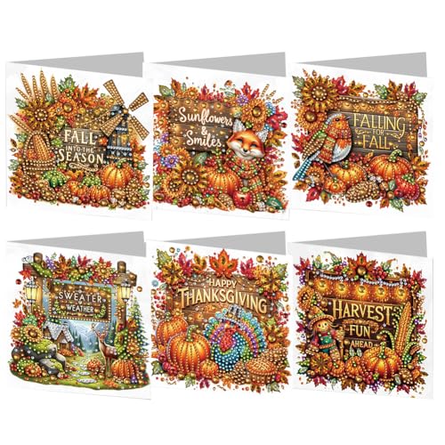 CHANGYUE 6PCS DIY Art Grußkarten Herbstthema Glückwunschkarten und Geschenke von CHANGYUE