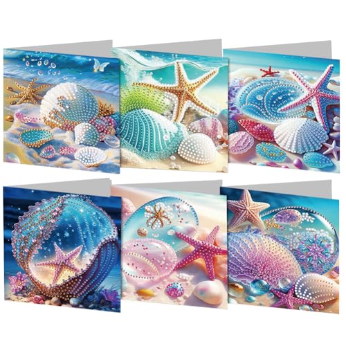 CHANGYUE 6PCS DIY Art Grußkarten Ozean Muschel Glückwunschkarten und Geschenke von CHANGYUE
