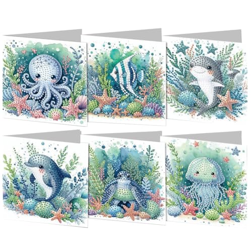 CHANGYUE 6PCS DIY Art Grußkarten Ozean Thema Herzlichen Glückwunschkarten & Geschenke von CHANGYUE