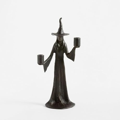 CHANGYUE Halloween Hexenkerzenhalter, Schwarze Hexenstatue 7 Zoll, Gothic Hexe for Tisch- und Fensterdeko (B) von CHANGYUE