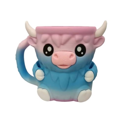 Highland Cow Eisbecherhalter, 3D-gedruckter Eiscreme-Becherhalter mit Frostschutz-Griff, süßer Tier-Eiscreme-Kühler Behälter, auslaufsicherer Popsicle-Halter, Bierdosen- und Becherhalter von CHANGYUE