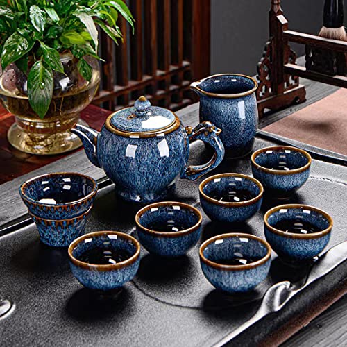 CHANJOON Chinesische Keramik Kung-Fu-Tee-Set, Erwachsene Tee-Set Nachmittagstee Teekanne Set, Tee-Liebhaber 9 Stück Geschenk verpackt von CHANJOON