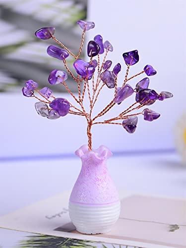 Natürlicher Quarzkristall Natürliche Amethyst Kristall Glück Baum Rose Quarz Mineralvase Ornamente Dekoration Heilung Stein Weihnachtsbaum Handgemachte Handwerker Home Office Decor. (Color : A) von CHANWA