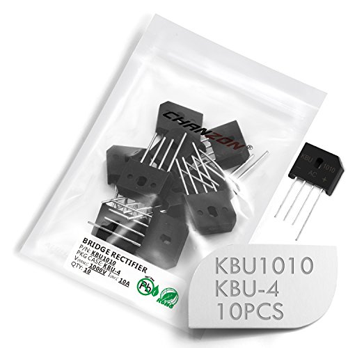 (Packung mit 10 Stück) Chanzon KBU1010 Brückengleichrichterdiode 10A 1000V KBU-4 (SIP-4) Einphasig Vollwellen 10 Ampere 1000 Volt Elektronische Siliziumdioden von CHANZON