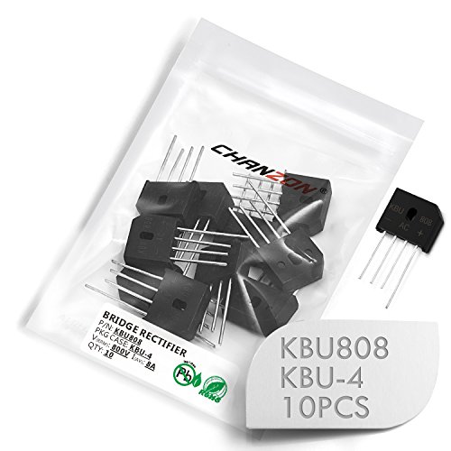 (Packung mit 10 Stück) Chanzon KBU808 Brückengleichrichterdiode 8A 800V KBU-4 (SIP-4) Einphasig Vollwellen 8 Ampere 800 Volt Elektronische Siliziumdioden von CHANZON