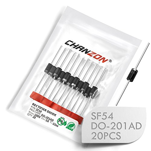 (Packung mit 20 Stück) Chanzon SF54 Super Fast Recovery Gleichrichterdiode 5A 200V 35ns DO-201AD (DO-27) Axiale 5 Ampere 200 Volt elektronische Dioden von CHANZON