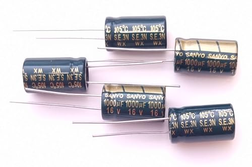 5 x Elko, radial, 1000µF (1000uF) / 16V / 105°C, Elektrolytkondensator RoHS Chanzon® von CHANZON