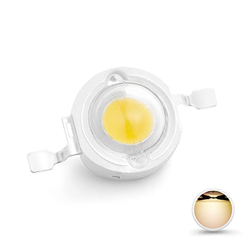 CHANZON 10 Stück High Power LED Chip 1W warmweiß 3000K - 3500K (Eingang 300mA - 350mA/DC 3V - 3.4V/1W) Superhelle Intensität SMD COB Light Emitter Diode 1 W Birne Lampe Perlen DIY Beleuchtung von CHANZON