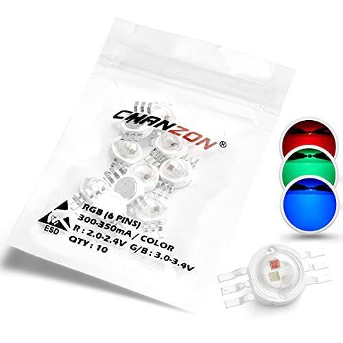 CHANZON 10 Stück High Power LED Chip 3W RGB 6 Pins (600mA für jede Farbe 3 Watt) Mehrfarbige Super Helle Intensität SMD COB Lichtemitter Komponenten Diode 3 W Glühbirne Lampe Perlen DIY Beleuchtung von CHANZON