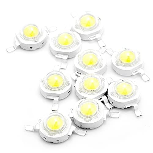 CHANZON 10 pcs High Power Led Chip 3W Weiß (6000K-6500K,600mA-700mA und DC 3V -3.4V /3 Watt) Super helle Intensität SMD COB Licht Emitter Komponenten Diode 3 W Birne DIY Beleuchtung von CHANZON