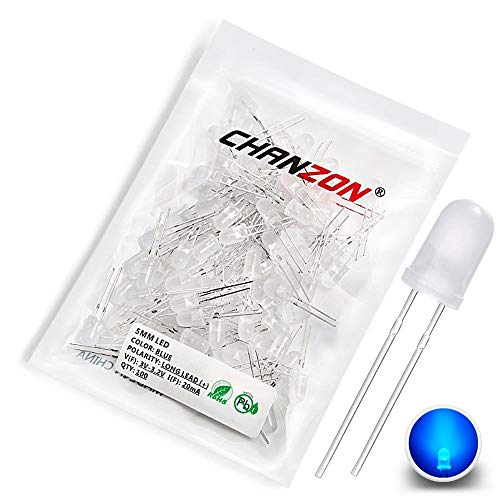 CHANZON 100 Stk. 5mm blau gestreute LED-Dioden lichter (gefrostete Linse rund DC 3V 20mA) Glühbirne Lampen Elektronikkomponenten Anzeige Leuchtdioden von CHANZON