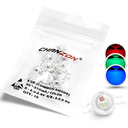 CHANZON 10Pcs LED Chip 3W RGB 4 polig gemeinsame Anode (300mA - 350mA für jede Farbe/ 3Watt) mehrfarbig superhelle Intensität SMD COB Lichtemitter Komponente Diode Birne Lampenperlen DIY Beleuchtung von CHANZON